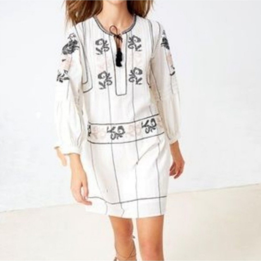 Ulla Johnson Ivory and Charcoal Floral Dress